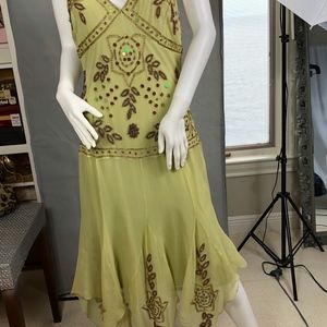 Moss Green Sequined Dress w/ Spaghetti Straps